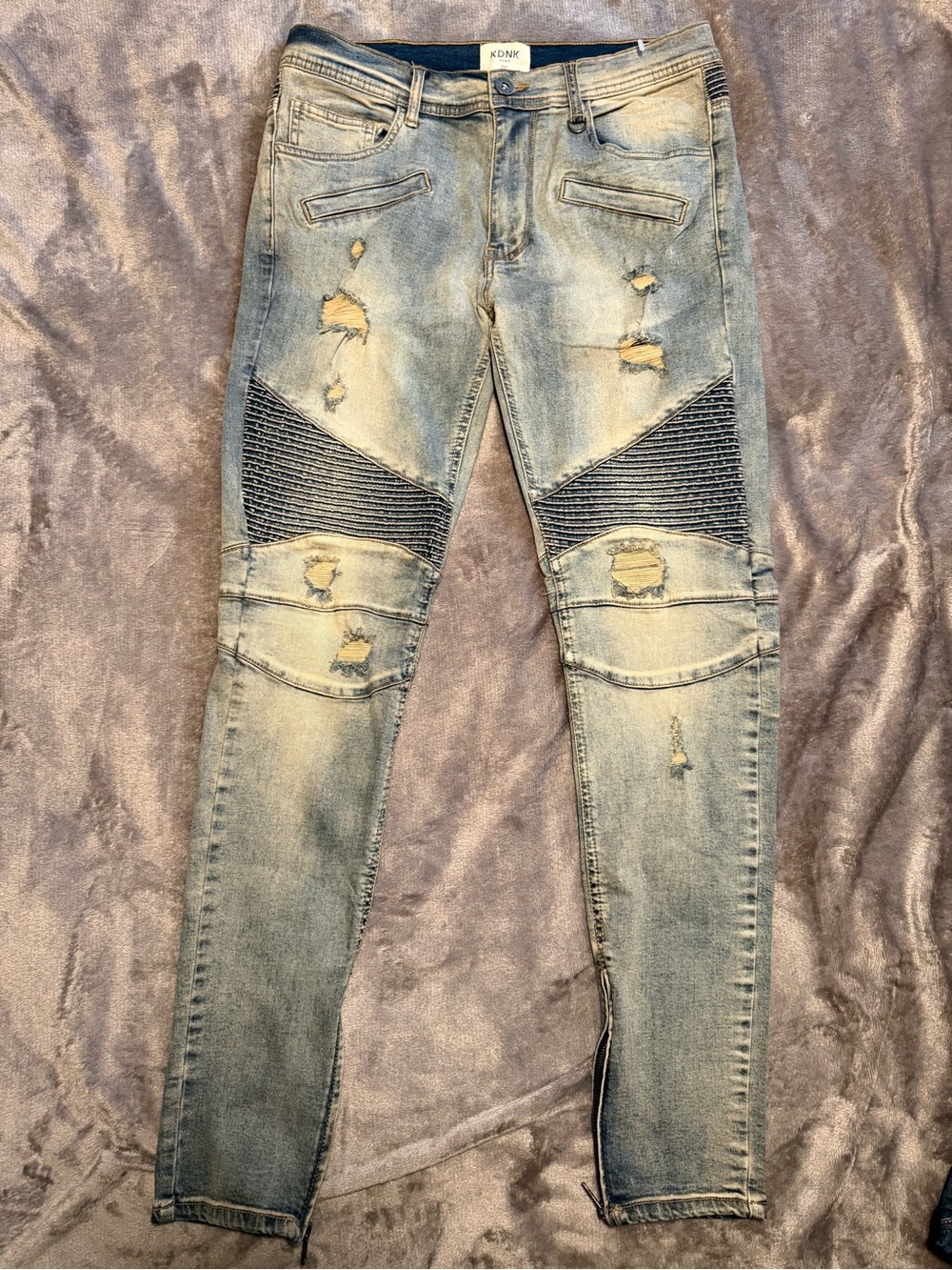 KDNK Light Blue Distressed Skinny Jeans for Men